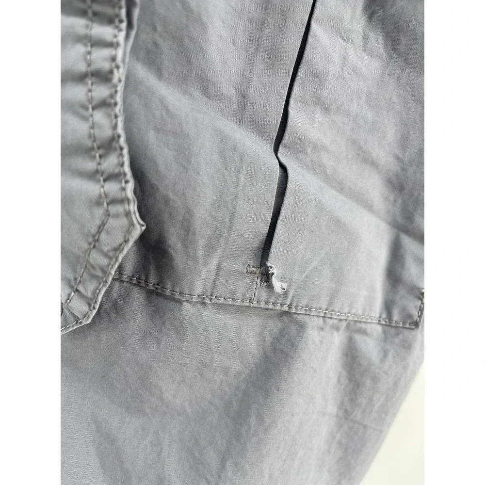 J Crew Long‎ Sleeve Utility Shirt Dress Sz M Gray Pockets Belted Safari Classic